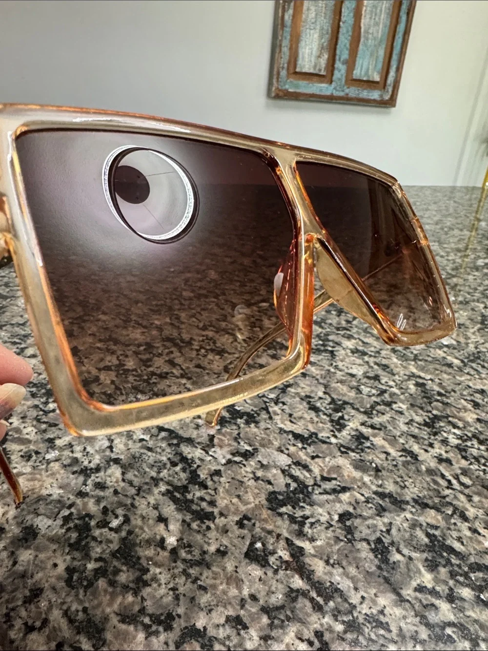 Oversized Square Gradient Sunglasses - Amber Frame, Brown Lenses